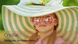  Presentation with hair dress - PPT theme with charming-girl-child-with-wavy background and a  colored foreground