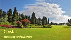  Presentation with romantic - Presentation theme consisting of charming green grassy lawns are surrounded with groves the most romantic landscape park- garden in italy background and a tawny brown colored foreground