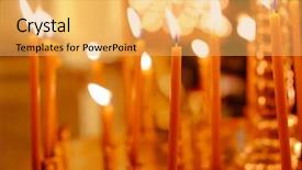  Presentation with book burning candles and purple - Colorful PPT theme enhanced with charming lights of burning candles backdrop and a yellow colored foreground