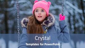  Presentation with swing - Cool new presentation theme with charming little girl on swing in snowy winter backdrop and a ocean colored foreground