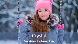  Presentation with swing - Beautiful PPT theme featuring charming little girl on swing in snowy winter backdrop and a ocean colored foreground