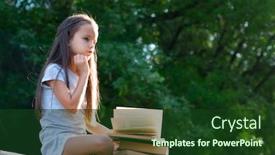  Presentation with child tree - Presentation theme with charming-little-girl-with-long background and a tawny brown colored foreground