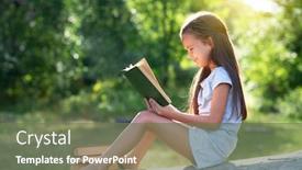  Presentation with long hair - Presentation theme enhanced with charming-little-girl-with-long background and a tawny brown colored foreground