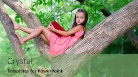  Presentation with child tree - Theme enhanced with charming-little-girl-with-long background and a seafoam green colored foreground
