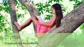  Presentation with education book or tree - PPT layouts with charming-little-girl-with-long background and a mint green colored foreground