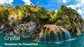  Presentation with journey - Cool new PPT theme with charming little waterfall on the limestone wall of the verdon gorge the journey through the water provence alps france concept of ecological and active tourism backdrop and a ocean colored foreground