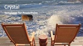  Presentation with stormy sea - Cool new PPT theme with charming lookout for two two convenient comfortable guest sun loungers and a bedside table are worth on a wooden platform it is well-admired stormy sea surf backdrop and a gray colored foreground