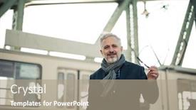  Presentation with tram - PPT layouts featuring charming-man-with-the-tram background and a coral colored foreground