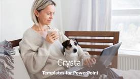  Presentation with movies - PPT theme having charming-middle-aged-woman-spends background and a gray colored foreground