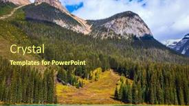  Presentation with mountain water - PPT theme with charming mountain emerald lake the smooth turquoise water in the wooded mountains sunny autumn day in yoho national park canada background and a tawny brown colored foreground