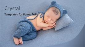  Presentation with newborn - PPT layouts having charming-newborn-in-cute-hat background and a light blue colored foreground