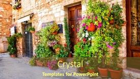  Presentation with medieval - Audience pleasing presentation design consisting of charming-old-medieval-villages backdrop and a tawny brown colored foreground