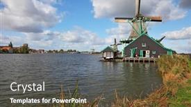  Presentation with old windmill - Colorful slide deck enhanced with charming old windmill in the dutch village museum backdrop and a tawny brown colored foreground