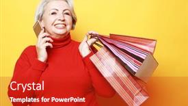  Presentation with bright yellow - Presentation theme featuring charming-old-woman-with-gray background and a  colored foreground