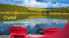  Presentation with forests - Presentation theme with charming patricia lake amongst the evergreen forests and distant mountains warm autumn in the rocky mountains of canada background and a tawny brown colored foreground