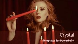  Presentation with curtains - PPT theme enhanced with charming-red-haired-young-woman background and a wine colored foreground