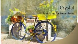  Presentation with bicycle - Presentation theme with charming street decoration retro picture background and a yellow colored foreground
