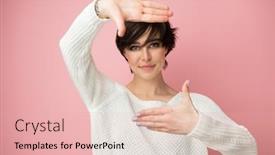  Presentation with frame pink - Presentation consisting of charming-stylish-young-woman-makes background and a lemonade colored foreground