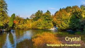  Presentation with waterfalls - PPT theme having charming tourist town background and a tawny brown colored foreground
