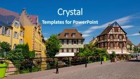  Presentation with france history - Colorful presentation theme enhanced with charming town in alsace france backdrop and a ocean colored foreground