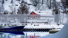  Presentation with house boat - Slide set consisting of charming-village-in-norway background and a light blue colored foreground