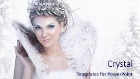  Presentation with queen - Theme with charming winter queen posing background and a sky blue colored foreground
