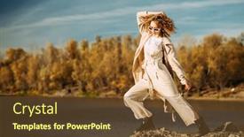  Presentation with fair - PPT theme enhanced with charming-young-girl-with-curly background and a tawny brown colored foreground