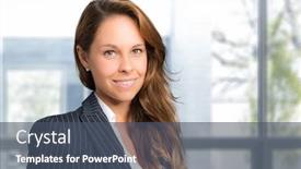  Presentation with secretary - Slides consisting of charming young secretary portrait background and a ocean colored foreground