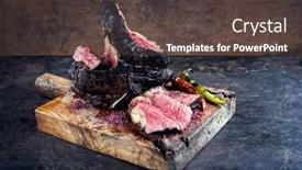 Presentation with wagyu - PPT theme with charred-barbecue-dry-aged-wagyu background and a tawny brown colored foreground