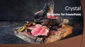  Presentation with wagyu - Presentation design having charred-barbecue-dry-aged-wagyu background and a dark gray colored foreground