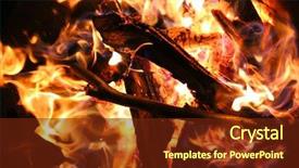  Presentation with flames - PPT theme featuring charred wood and bright flames background and a tawny brown colored foreground