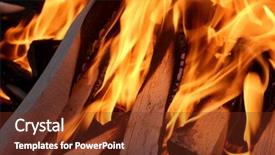  Presentation with dark vintage wood table texture - Colorful PPT theme enhanced with charred wood and bright flames backdrop and a tawny brown colored foreground