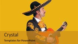  Presentation with mariachi - PPT layouts with charro mariachi man playing guitar background and a gold colored foreground