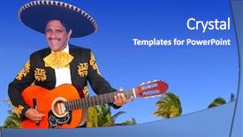  Presentation with music mariachi - Slide deck having charro mexican mariachi playing guitar background and a cobalt blue colored foreground