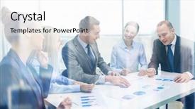  Presentation with team meeting - Presentation theme having goal chart - business and office concept background and a white colored foreground