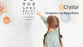  Presentation with ophthalmologist - Presentation theme featuring prescription chart - cute little girl in ophthalmologist's background and a white colored foreground
