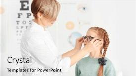  Presentation with ophthalmologist - Presentation theme enhanced with prescription chart - cute little girl in ophthalmologist's background and a white colored foreground