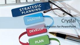  Presentation with successful plans - Theme with strategy flow chart - successful business' use strategic plans background and a light blue colored foreground