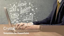  Presentation with sales growth - Cool new PPT theme with chart and exponential growth statistics backdrop and a coral colored foreground