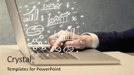  Presentation with sales growth - Beautiful presentation design featuring chart and exponential growth statistics backdrop and a coral colored foreground