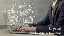  Presentation with sales growth - Beautiful presentation theme featuring chart and exponential growth statistics backdrop and a wine colored foreground