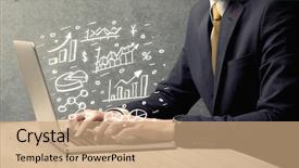  Presentation with sales growth - Slide deck consisting of chart and exponential growth statistics background and a coral colored foreground