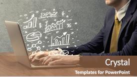  Presentation with sales growth - Amazing presentation theme having chart and exponential growth statistics backdrop and a coral colored foreground