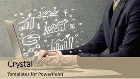  Presentation with sales growth - Cool new PPT theme with chart and exponential growth statistics backdrop and a coral colored foreground