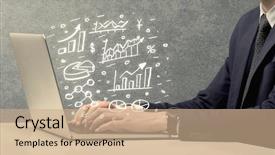  Presentation with sales growth - Beautiful PPT theme featuring chart and exponential growth statistics backdrop and a coral colored foreground