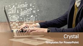  Presentation with sales growth - Audience pleasing PPT theme consisting of chart and exponential growth statistics backdrop and a coral colored foreground