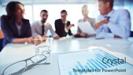  Presentation with eyeglasses - Slide set having chart and eyeglasses on background background and a sky blue colored foreground