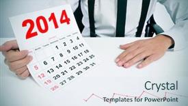  Presentation with desk - Colorful presentation theme enhanced with chart and showing a 2014 backdrop and a sky blue colored foreground