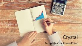  Presentation with business calculator - Colorful PPT theme enhanced with chart drawing in notebook backdrop and a  colored foreground