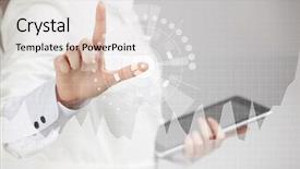  Presentation with grab hand - PPT theme consisting of chart future technologies for busines background and a light gray colored foreground